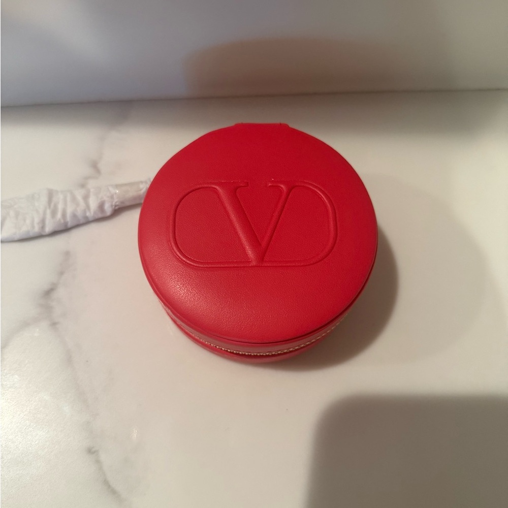 New Valentino Red Leather Round Case with gold chain